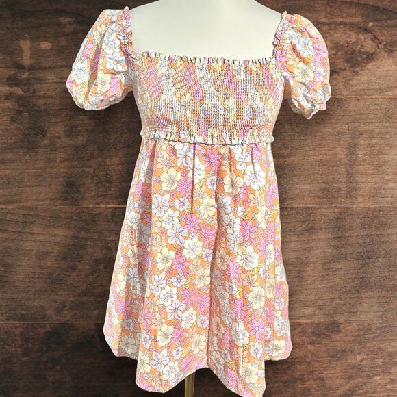 Aritzia Dresses & Skirts - Aritzia Sunday Best Babydoll Floral Mini Dress | Pink Orange Ivory | Size S